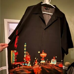 Black Graphic Button Down Shirt, like new